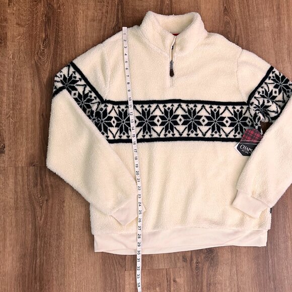 NEW Chaps Men's Fair Isle Quarter Zip Faux Sherpa Pullover Sz 2XL - Picture 7 of 14